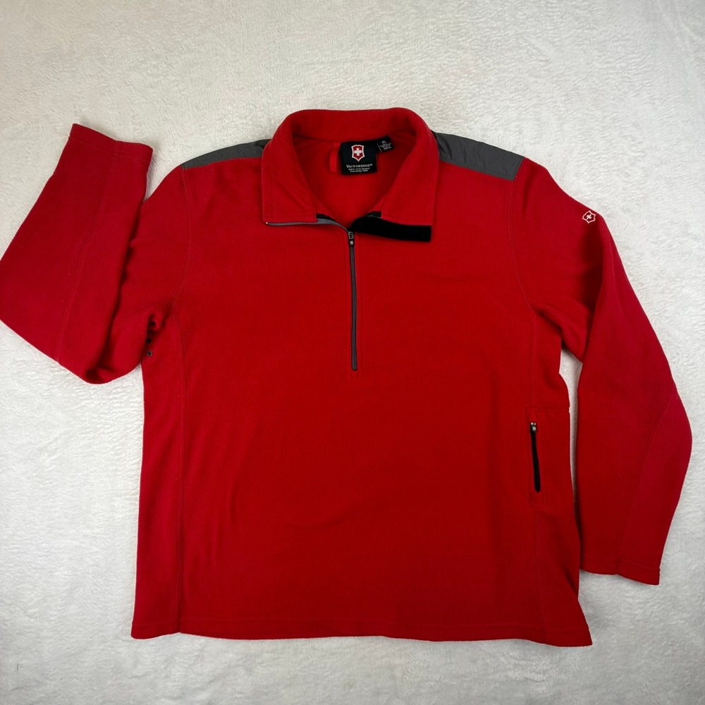 Victorinox Swiss Army Polartec Red Quarter Zip Fleece Pullover Mens XL